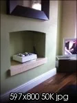 Wooden fire hearth, primed & venitian plastered
