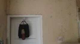 Skimming over painted walls.