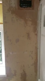 Skimming over painted walls.