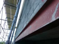 Blockwork against I beam
