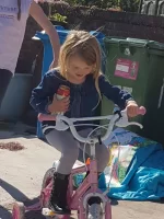 teach your kids to ride thier bikes.