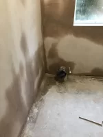 Old damp proof membrane perished.