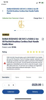 Screwfix offer on dewalt cordless mixer