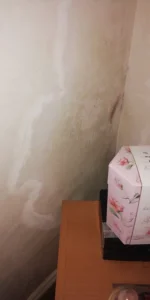 Can someone help is this condensation or damp. Landlord is saying condensation yet its on the outside of the wall also pics to follow