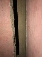 Large void in between two internal plastered walls