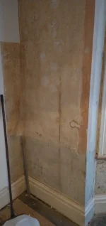 I removed mouldy wallpaper to find this - any guidance appreciated